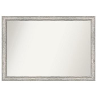 Angled Silver Non-beveled Wood Bathroom Wall Mirror