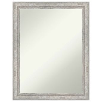 Angled Silver Non-beveled Wood Bathroom Wall Mirror