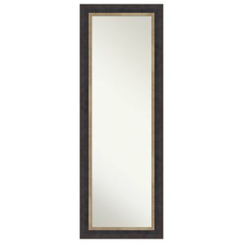 Hammered Charcoal Tan Wood Non-beveled On The Door Mirror Full Length Mirror