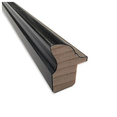 Theo Black Silver Narrow Beveled Wood Framed Bathroom Wall Mirror