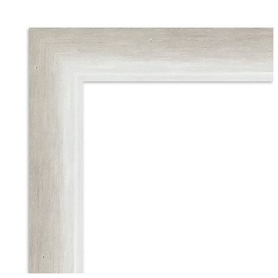 Two Tone Silver Non-beveled Wood Bathroom Wall Mirror