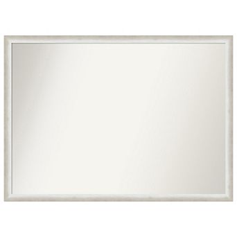 Two Tone Silver Non-beveled Wood Bathroom Wall Mirror