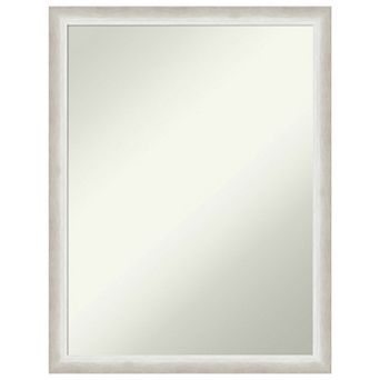 Two Tone Silver Non-beveled Wood Bathroom Wall Mirror