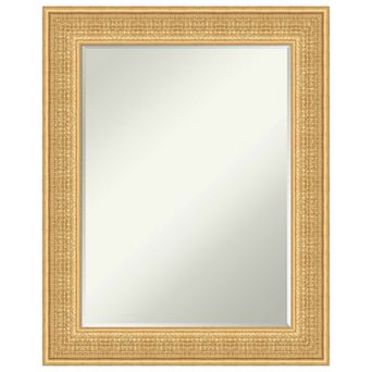 Trellis Gold Petite Bevel Wood Bathroom Wall Mirror