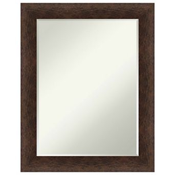 Warm Walnut Petite Bevel Wood Bathroom Wall Mirror - Glass Size 18 X 24