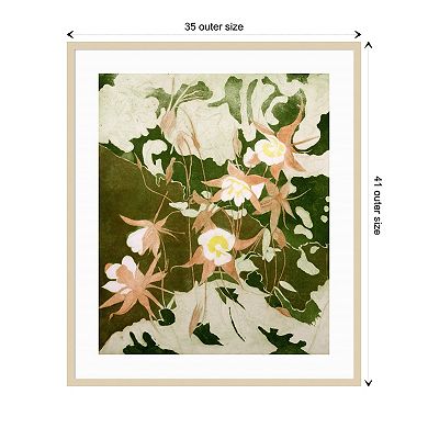 Columbine Flowers By Valerie Daniel Wood Framed Wall Art Print