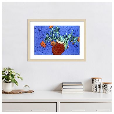 Marigolds By Frances Treanor Wood Framed Wall Art Print