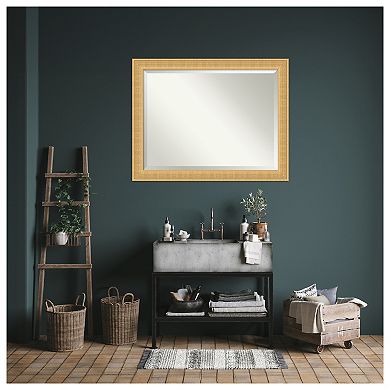 Trellis Gold Beveled Wood Framed Bathroom Wall Mirror