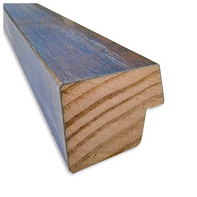 Two Tone Blue Copper Beveled Wood Framed Bathroom Wall Mirror