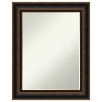 Villa Oil Rubbed Bronze Petite Bevel Wood Bathroom Wall Mirror - Glass Size 18 X 24