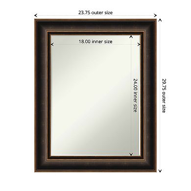Villa Oil Rubbed Bronze Petite Bevel Wood Bathroom Wall Mirror - Glass Size 18 X 24