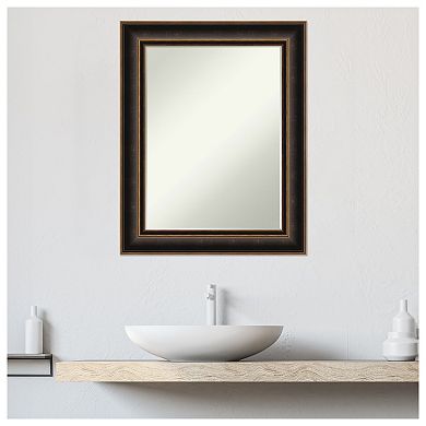Villa Oil Rubbed Bronze Petite Bevel Wood Bathroom Wall Mirror - Glass Size 18 X 24