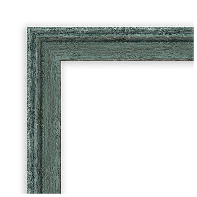 Upcycled Teal Grey Non-beveled Wood Bathroom Wall Mirror