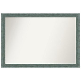 Upcycled Teal Grey Non-beveled Wood Bathroom Wall Mirror