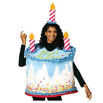 Happy Birthday Confetti Cake With Candles Party Costume, Adult