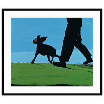 New Boys In Town (dog) By Marjorie Weiss Wood Framed Wall Art Print