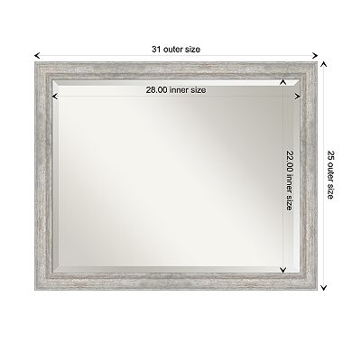Angled Silver Beveled Wood Framed Bathroom Wall Mirror