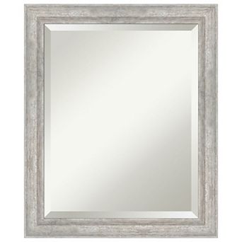 Angled Silver Beveled Wood Framed Bathroom Wall Mirror