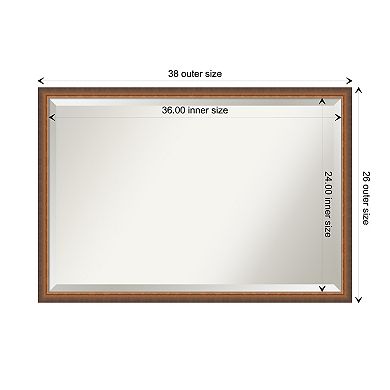 Two Tone Bronze Copper Beveled Wood Framed Bathroom Wall Mirror