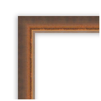 Two Tone Bronze Copper Beveled Wood Framed Bathroom Wall Mirror