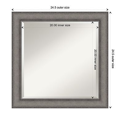 Burnished Concrete Beveled Wood Framed Bathroom Wall Mirror