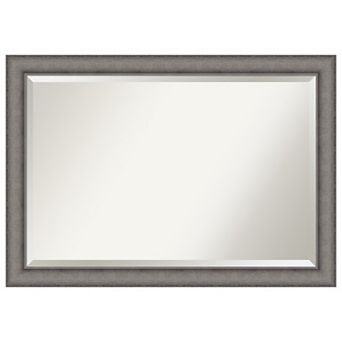 Burnished Concrete Beveled Wood Framed Bathroom Wall Mirror