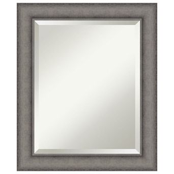 Burnished Concrete Beveled Wood Framed Bathroom Wall Mirror