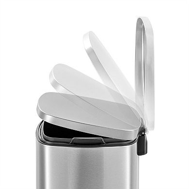 13 Gallon Brushed Stainless Steel Kitchen Trash Can With Step Open Lid