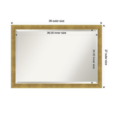 Angled Gold Beveled Wood Framed Bathroom Wall Mirror