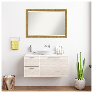 Angled Gold Beveled Wood Framed Bathroom Wall Mirror