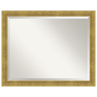 Angled Gold Beveled Wood Framed Bathroom Wall Mirror