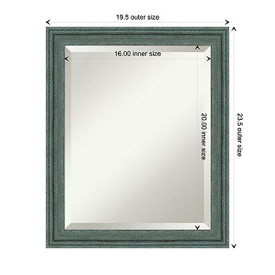 Upcycled Teal Grey Beveled Wood Framed Bathroom Wall Mirror