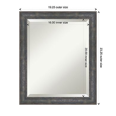 Angled Metallic Rainbow Beveled Wood Framed Bathroom Wall Mirror