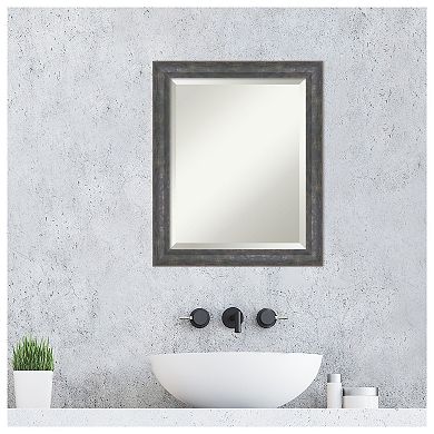 Angled Metallic Rainbow Beveled Wood Framed Bathroom Wall Mirror