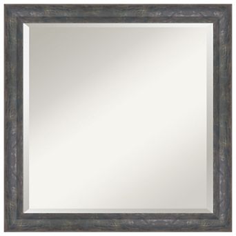 Angled Metallic Rainbow Beveled Wood Framed Bathroom Wall Mirror