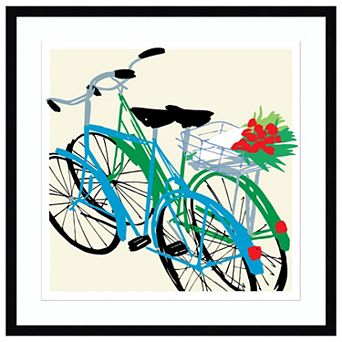 Bike Lovers By Jenny Frean Wood Framed Wall Art Print