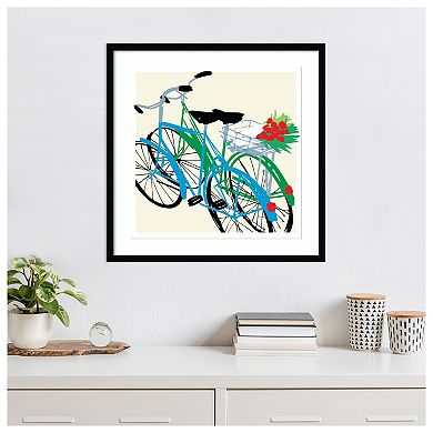Bike Lovers By Jenny Frean Wood Framed Wall Art Print