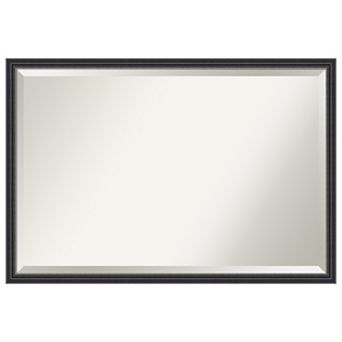 Stylish Black Beveled Wood Framed Bathroom Wall Mirror
