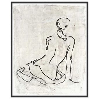 Embellished Gestural Contour I (nude) By Ethan Harper Framed Canvas Wall Art Print