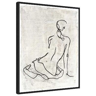 Embellished Gestural Contour I (nude) By Ethan Harper Framed Canvas Wall Art Print