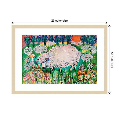 Sheep By Brenda Brin Booker Wood Framed Wall Art Print