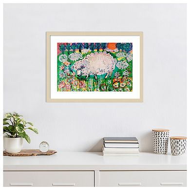 Sheep By Brenda Brin Booker Wood Framed Wall Art Print