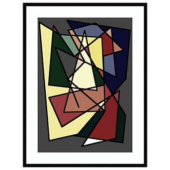 Cubism Landscape By Alex Caminker Wood Framed Wall Art Print