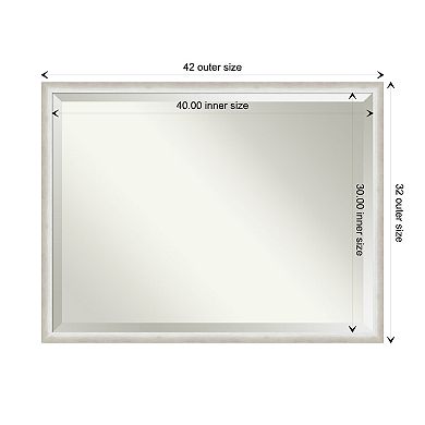 Two Tone Silver Beveled Wood Framed Bathroom Wall Mirror