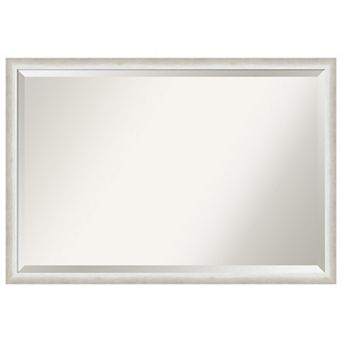 Two Tone Silver Beveled Wood Framed Bathroom Wall Mirror