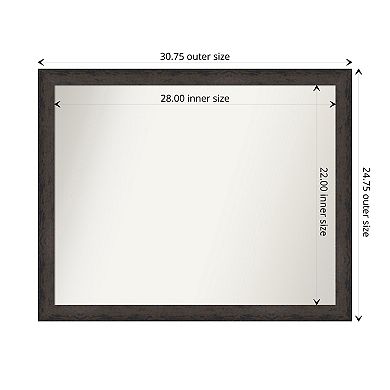 Dappled Black Brown Narrow Non-beveled Wood Bathroom Wall Mirror
