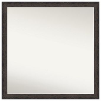 Dappled Black Brown Narrow Non-beveled Wood Bathroom Wall Mirror