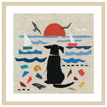 Sea Dog By Jenny Frean Wood Framed Wall Art Print