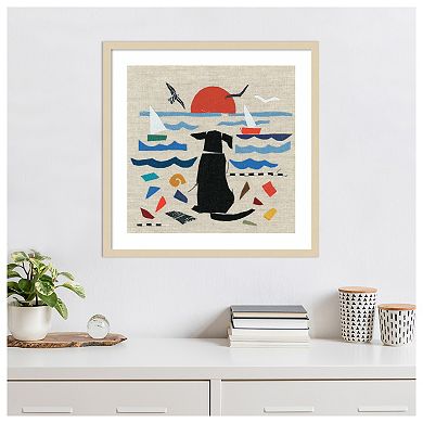Sea Dog By Jenny Frean Wood Framed Wall Art Print