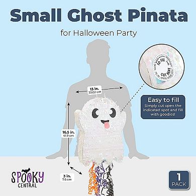 Ghost Pull String Pinata For Halloween Party Supplies, Iridescent, 17x13x3 In